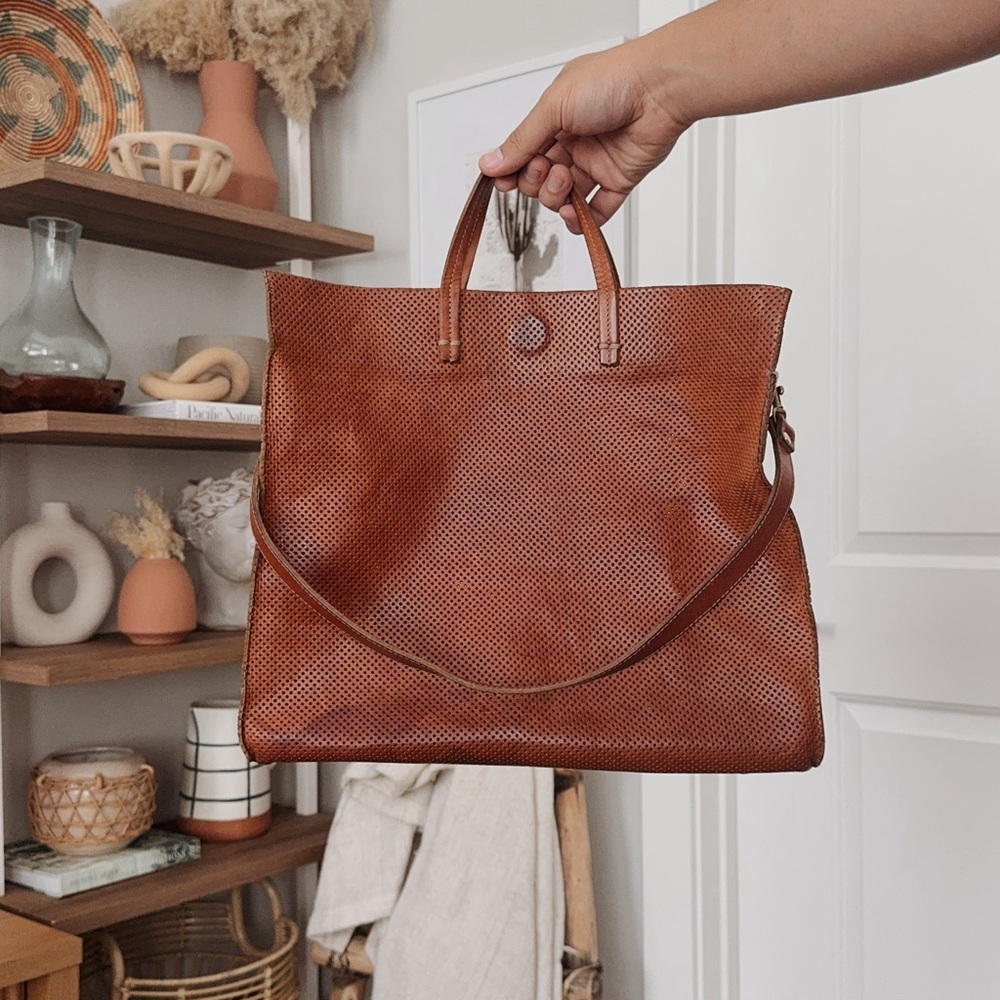 Clare V Perforated Leather Simple Tote